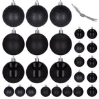 Set globuri de Craciun, 25 bucati, 3 modele, 2,5cm si 4cm, negru