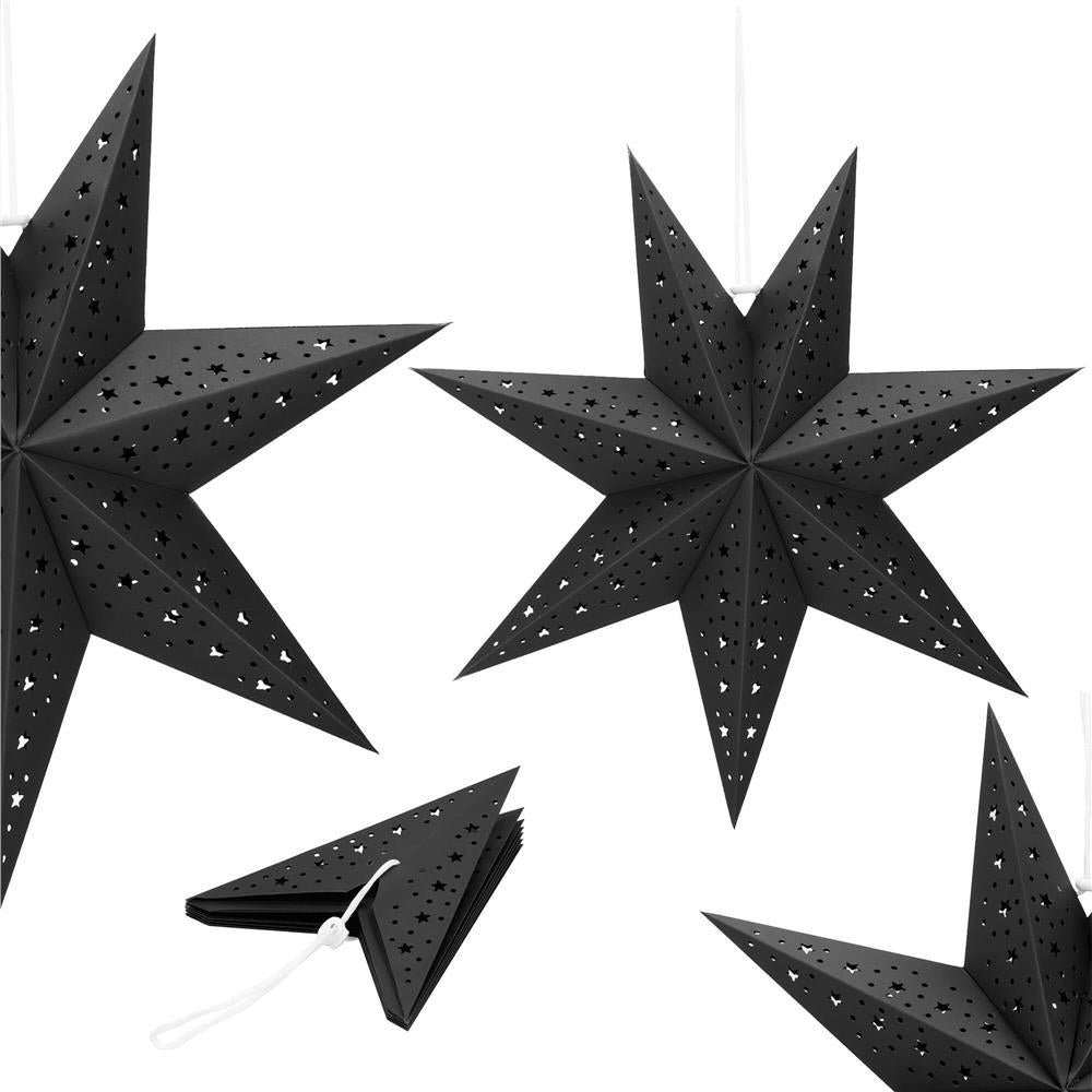 Stea decorativa 3D din hartie ajurata, 50cm, neagra