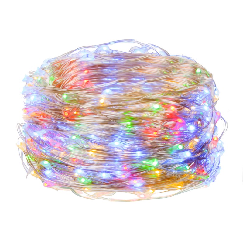 Instalatie lumina decorativa cu 300 LED-uri, 30m, pentru interior/exterior, iluminare multicolor