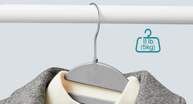 SONGMICS Set de 50 de umerase pentru haine, anti alunecare, bara de cravata si carlig pivotant, 42 cm, gri