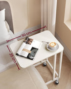 VASAGLE Masuta de cafea, cu cadru de otel si roti, stil industrial, 35x50x60 cm, crem