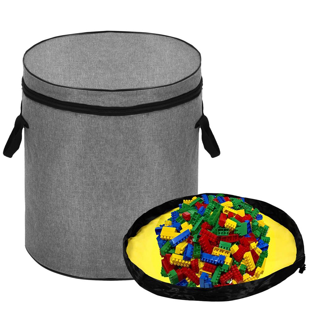 Cos depozitare haine sau jucarii, 40x33cm, bumbac si in, 43 l, gri