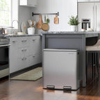 SONGMICS Cos de gunoi din inox cu 2 compartimente colectare selectiva, cu galeti interioare, 2x30litri, argintiu