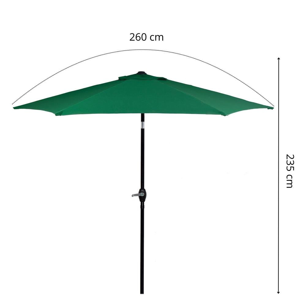 Umbrela terasa gradina, cu manivela si inclinare, diametru 250cm, Verde