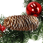 Coronita pentru Craciun, 50 cm, din brad artificial 3D, cu conuri, verde