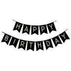 Set 53 baloane si decoratiuni, Happy Birthday, argintiu, negru, auriu