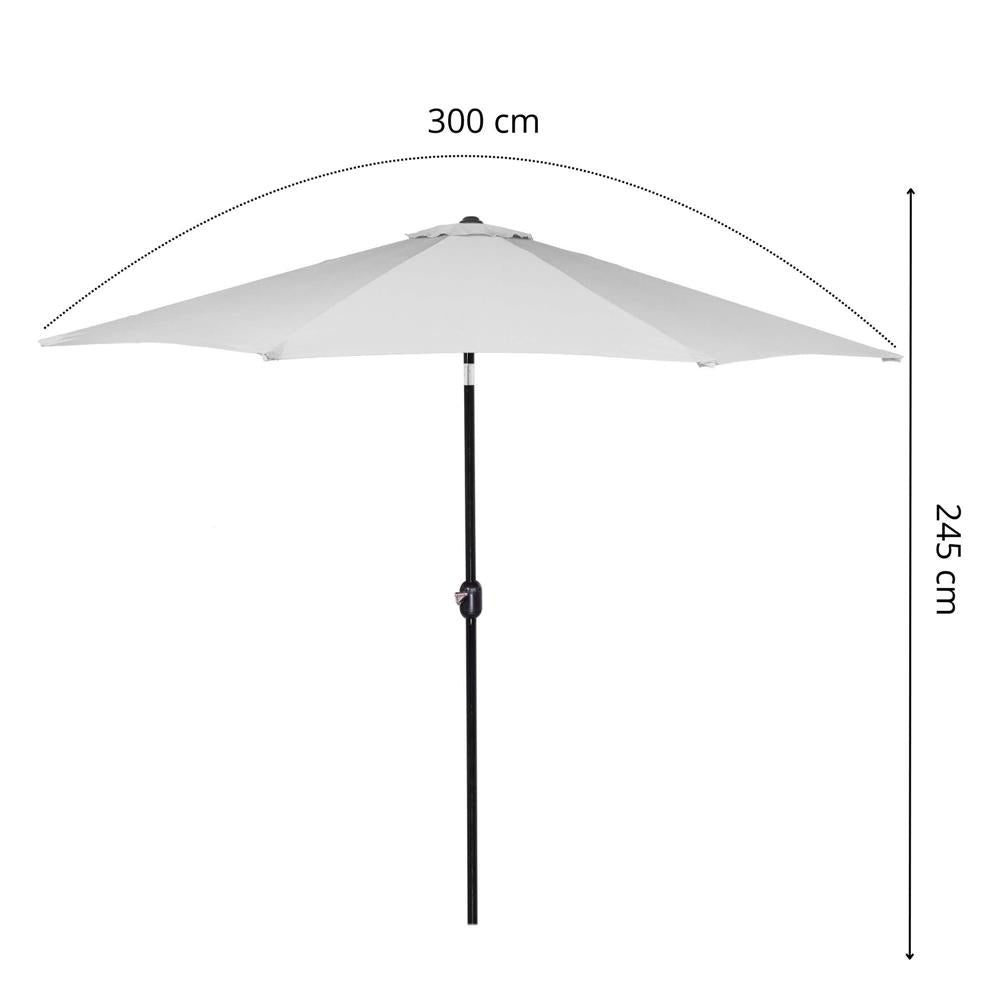 Umbrela terasa gradina, cu manivela si inclinare, diametru 300cm, Gri deschis