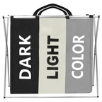 Cos de rufe cu 3 compartimente, cadru aluminiu, 60x40x68cm, 146 litri