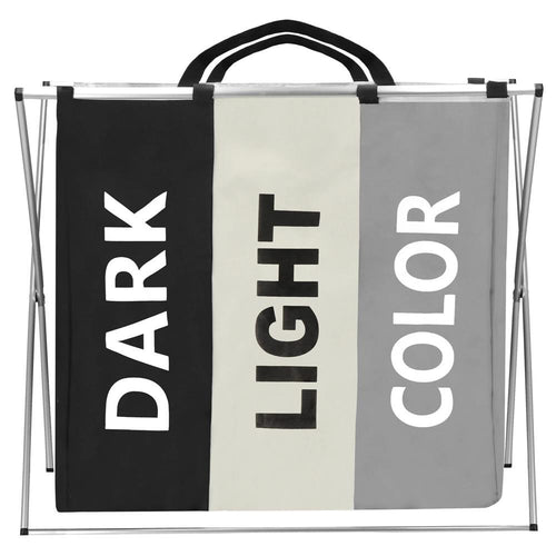 Cos de rufe cu 3 compartimente, cadru aluminiu, 60x40x68cm, 146 litri