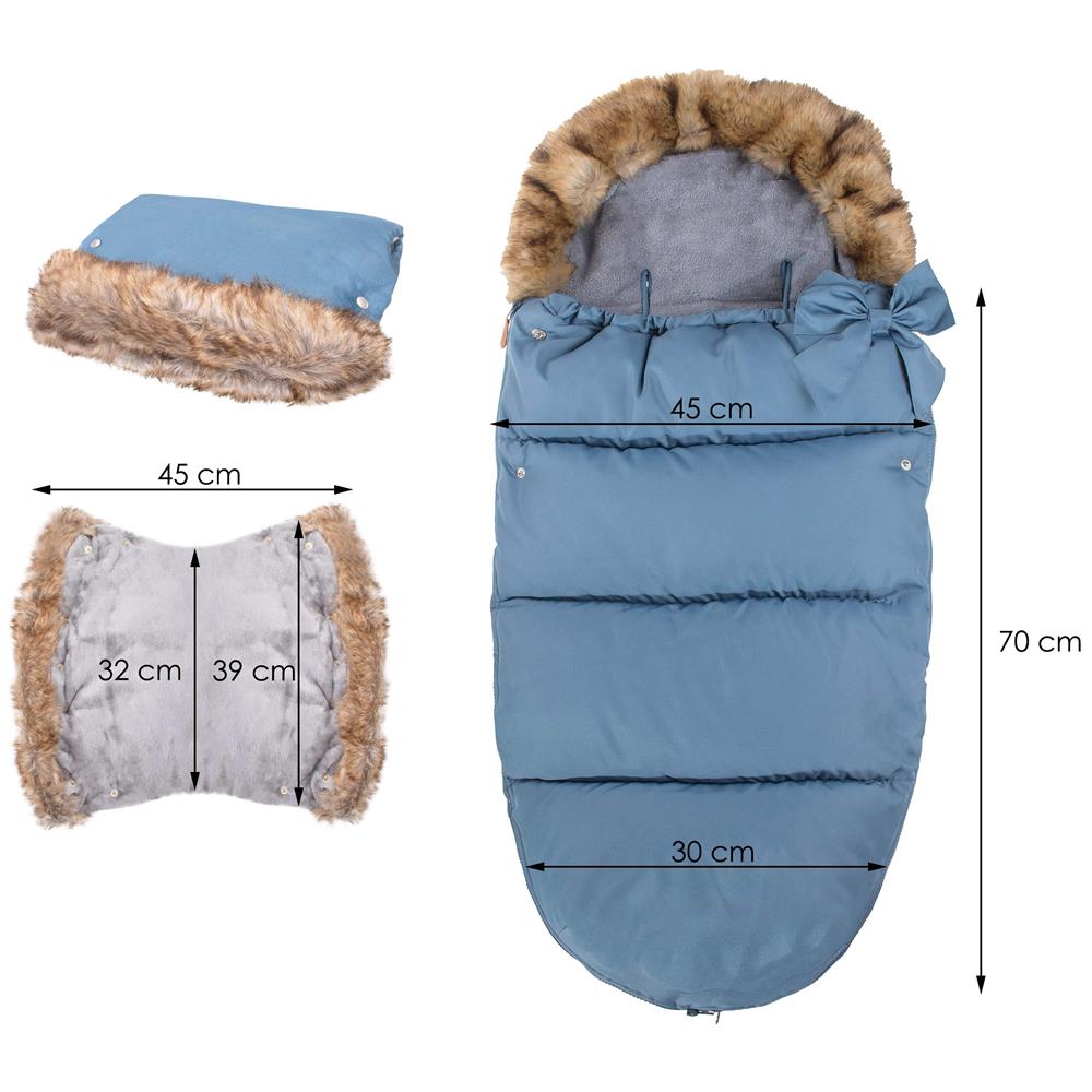 Sac iarna de bebelusi pentru carucior, marime universala, 90x45cm, albastru