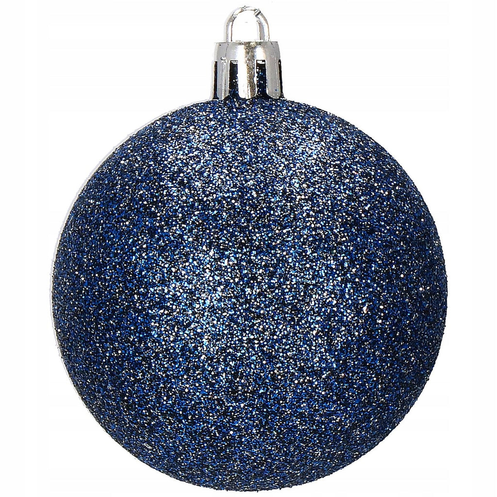Set globuri si decoratiuni de Craciun, 77 piese, diverse dimensiuni, albastru inchis