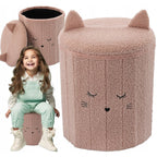 Taburet pentru copii, pliabil cu spatiu depozitare, 80kg, 28x34 cm, roz