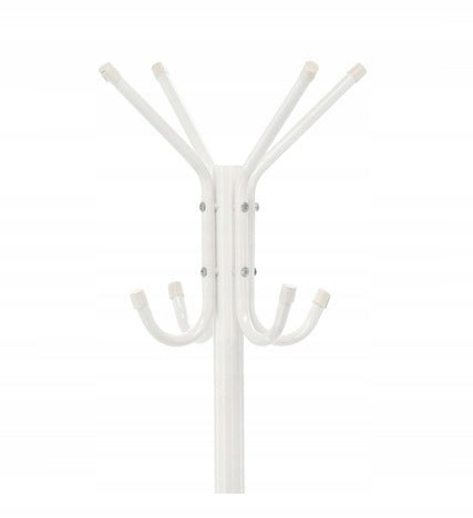 Cuier hol metalic 178 cm, 12 carlige, design minimalist, alb