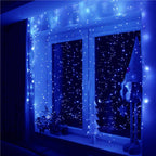 Ghirlanda luminoasa tip perdea 300 LED-uri, 3x3m, pentru interior, alimentare USB, albastru