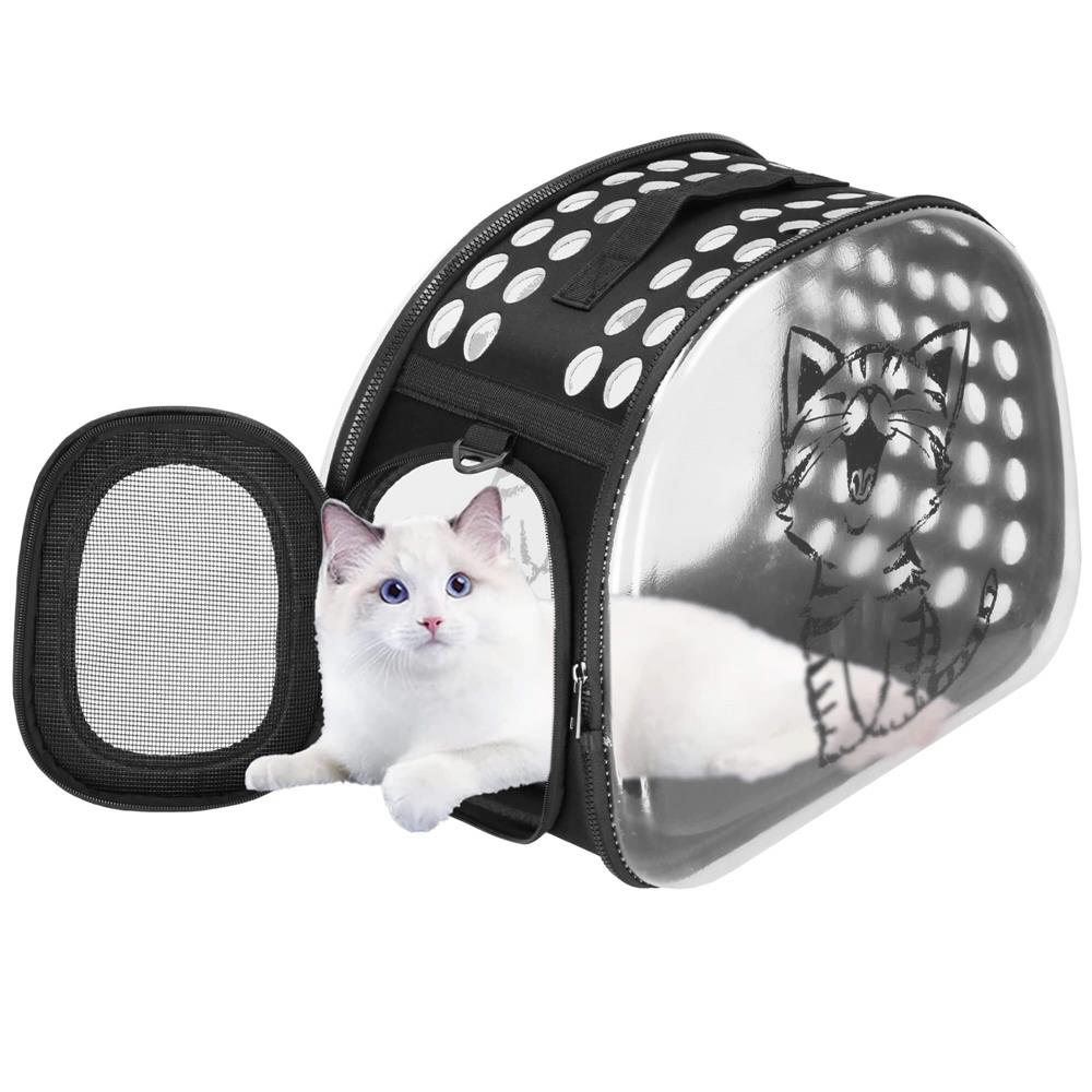 Geanta pentru transport animale de companie pisica sau catel, M, 42x26x32 cm, transparent
