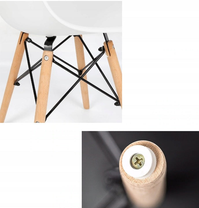 Set 4 scaune de bucatarie, design scandinav modern, sezut cu burete, alb