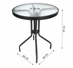 Masa pentru gradina sau balcon, cadru metalic, blat sticla, 60x70cm, negru