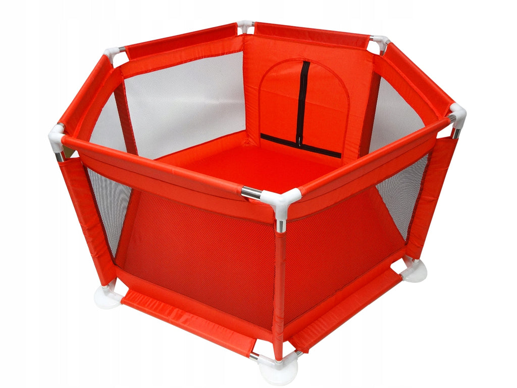 Tarc loc de joaca pentru copii sau bebe, material textil, rosu, 130x60cm