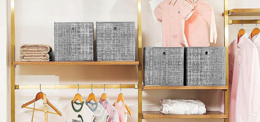 SONGMICS Set 6 cutii de depozitare, pliabile, din material textil, 30x30x30 cm, gri