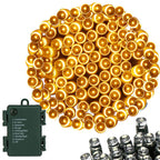 Instalatie lumini de exterior pentru gradina, 5 metri, 50 LED-uri, cu baterii, galben