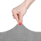 Set 4 huse universale pentru scaun, marime universala, poliester si spandex, 45 x 60 cm, gri cu carouri