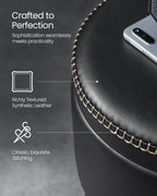 VASAGLE Taburet cu spatiu de depozitare, tapitat PU, cu 2 fete, diametru 32 cm, negru