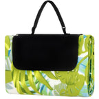 Patura pentru picnic sau plaja, cu folie izolatoare si maner, 200x200cm, model frunze, verde