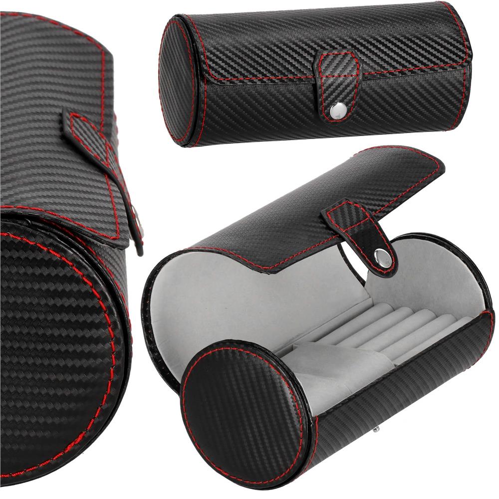 (DL) Cutie depozitare si organizare ceasuri si alte accesorii, MDF, piele ecologica, 20x9cm, negru