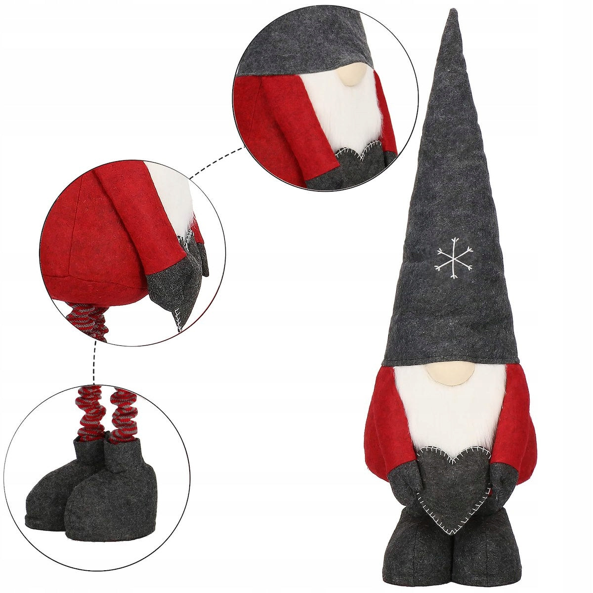 (DL) Figurina Craciun, Spiridus, picioare telescopice, inaltime extensibila 80-125cm