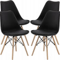 Set 4 scaune de bucatarie, design scandinav modern, sezut cu burete, negru