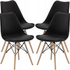 Set 4 scaune de bucatarie, design scandinav modern, sezut cu burete, negru