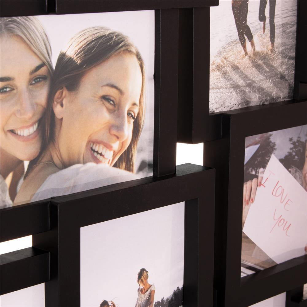 Rama foto de perete, colaj de 12 fotografii, 50x59cm, negru