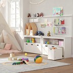 VASAGLE Comoda cu spatiu depozitare jucarii, 3 dulapuri mobile, 102x30x60 cm, alb