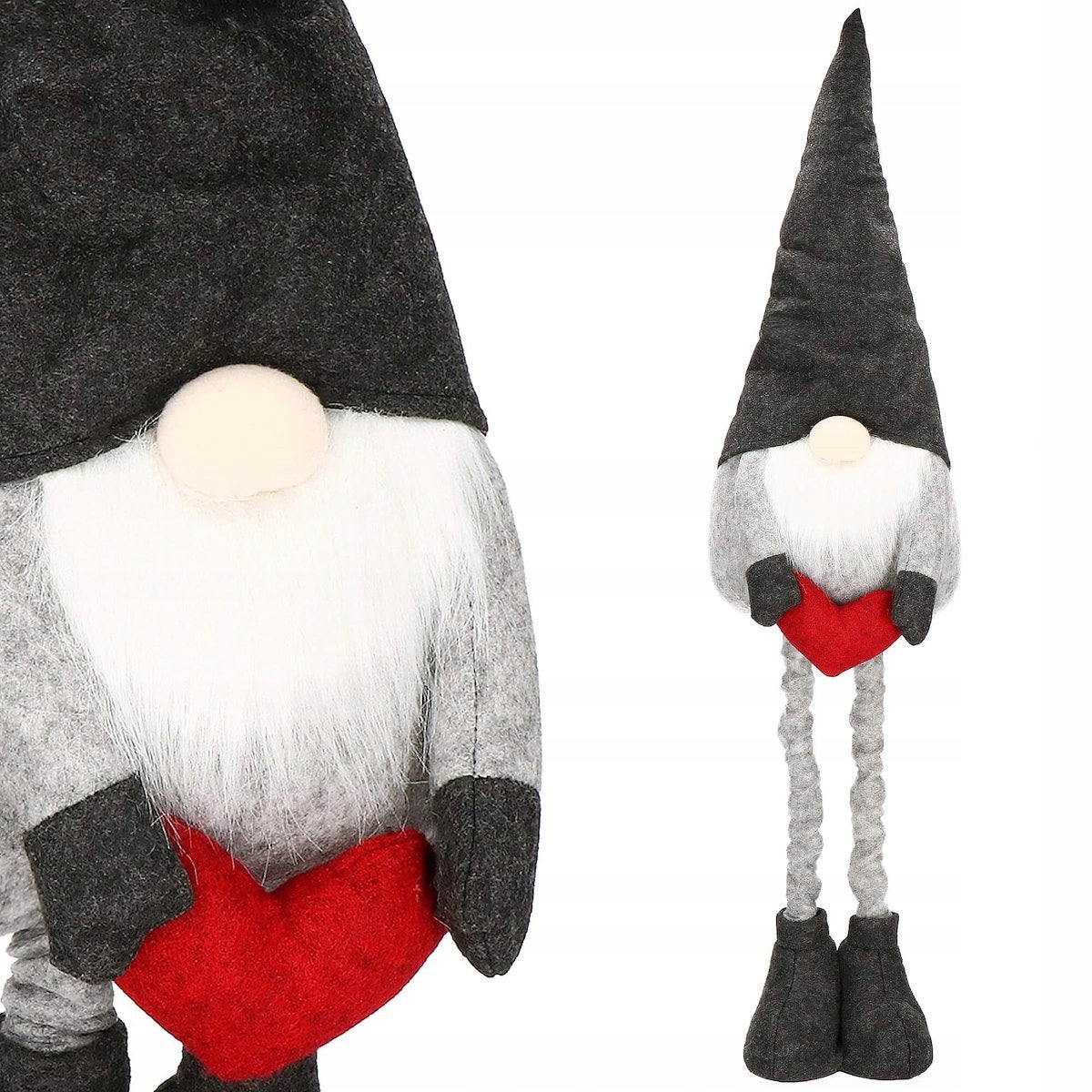 Figurina Craciun, Spiridus, picioare telescopice, inaltime extensibila 63-93cm