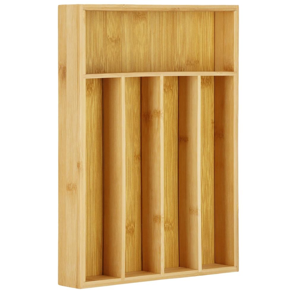 Organizator tacamuri si ustensile bucatarie, bambus, 25x35x5cm