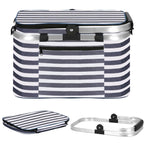 Geanta pentru picnic sau plaja, termoizolanta, 28 litri, alb albastru