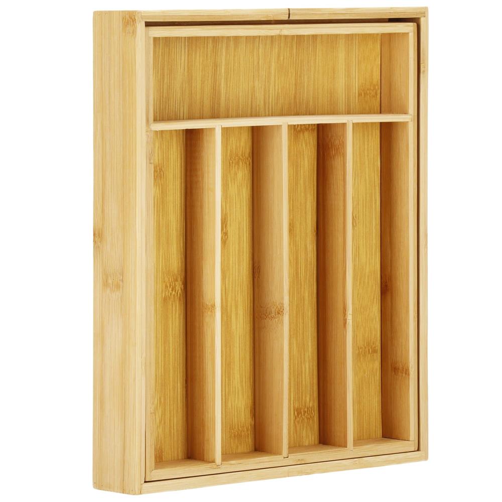 Organizator tacamuri si ustensile bucatarie, bambus, extensibil 28-45x33x5cm