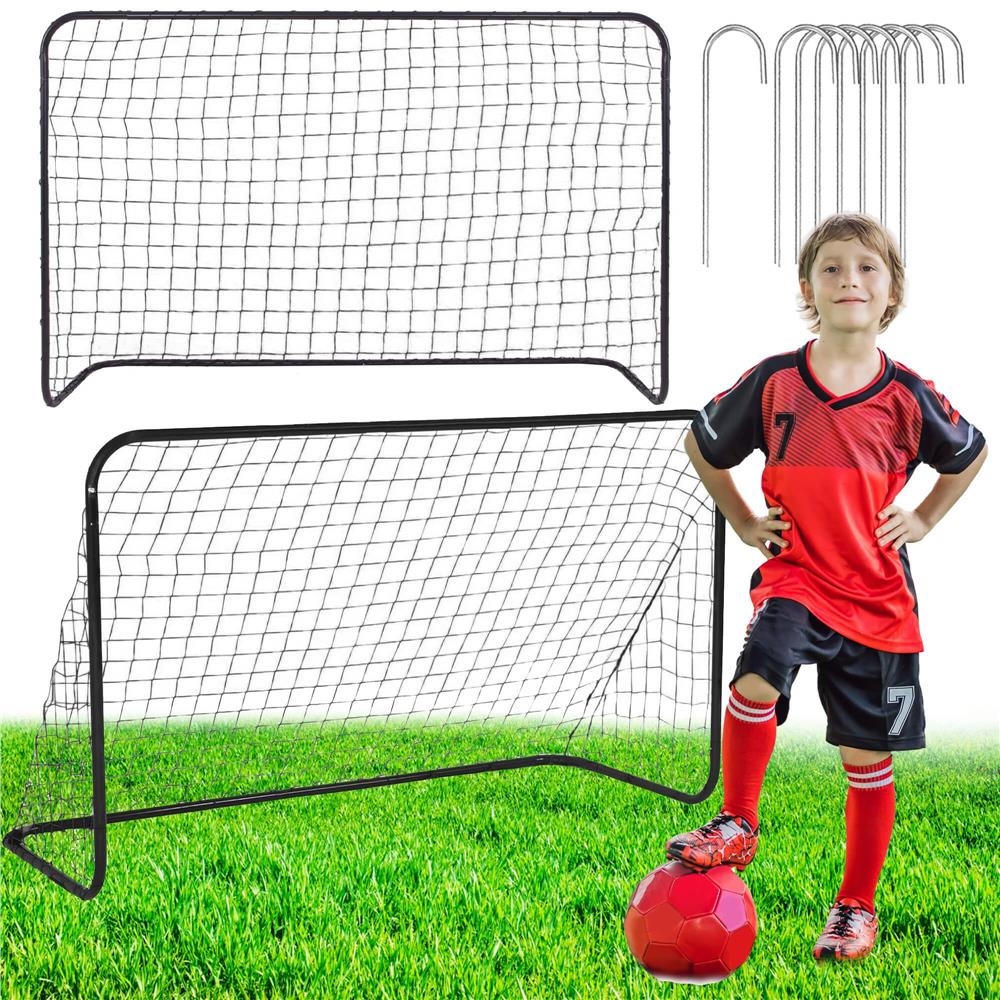 Set 2 porti de fotbal metalice, 122x183cm, profil 25mm, cu elemente de fixare