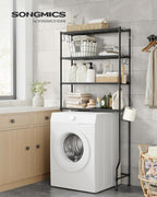 SONGMICS Raft de depozitare pentru baie, suprapunere peste masina spalat sau vas WC, 30x83x176 cm, negru