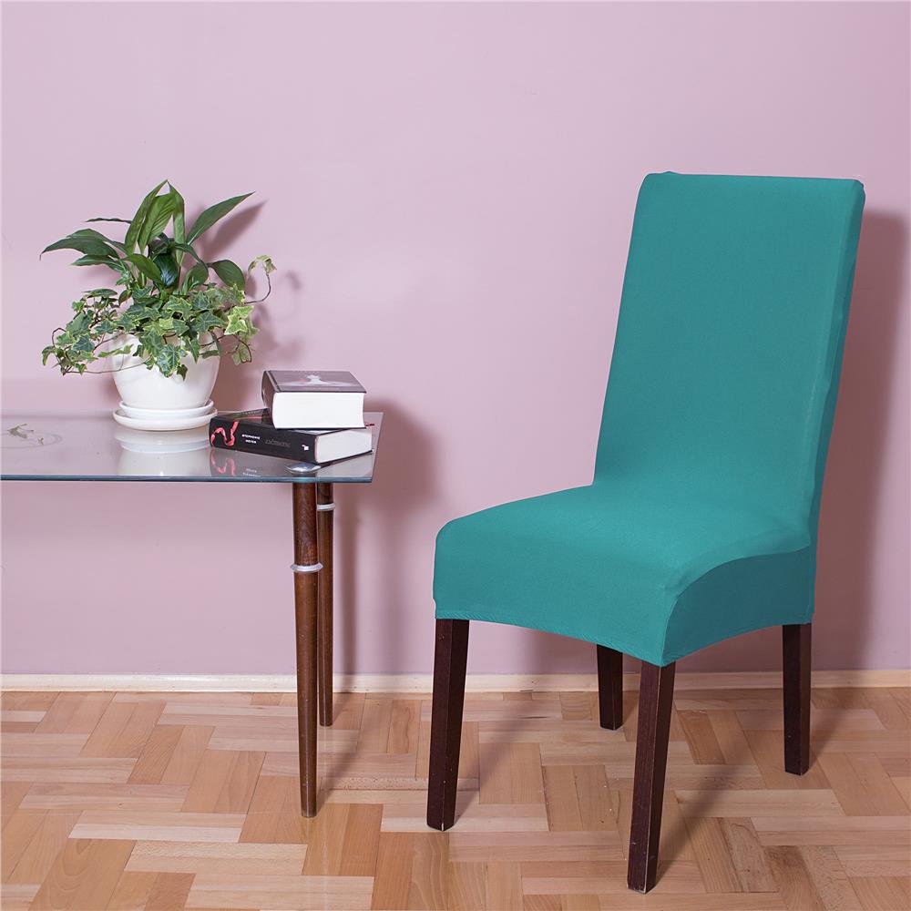 Set 4 huse universale pentru scaun, marime universala, poliester si spandex, 45 cm x 60 cm, albastru marin