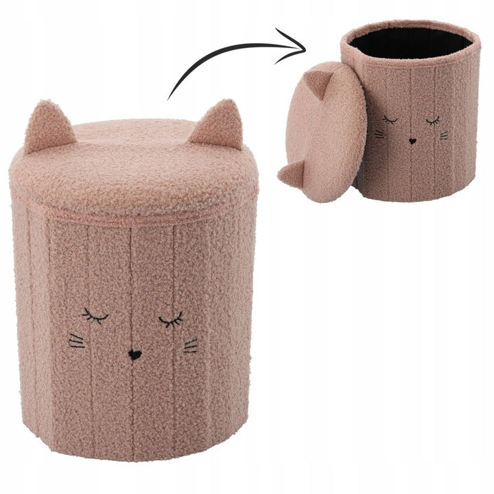 Taburet pentru copii, pliabil cu spatiu depozitare, 80kg, 28x34 cm, roz