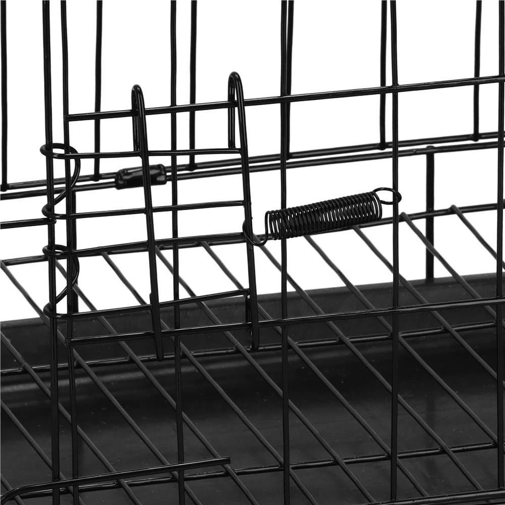 Cusca pentru animale, 2 usi, Pliabila din metal, M, Negru, 50x42x34 cm