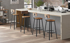 VASAGLE Set de 2 scaune de bar inalte cu spatar, cadru din otel, industrial, 54x99cm, maro rustic