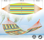 SONGMICS Hamac dublu cu bara lemn, perne incluse, maxim 300 kg, 210x150 cm, multicolor