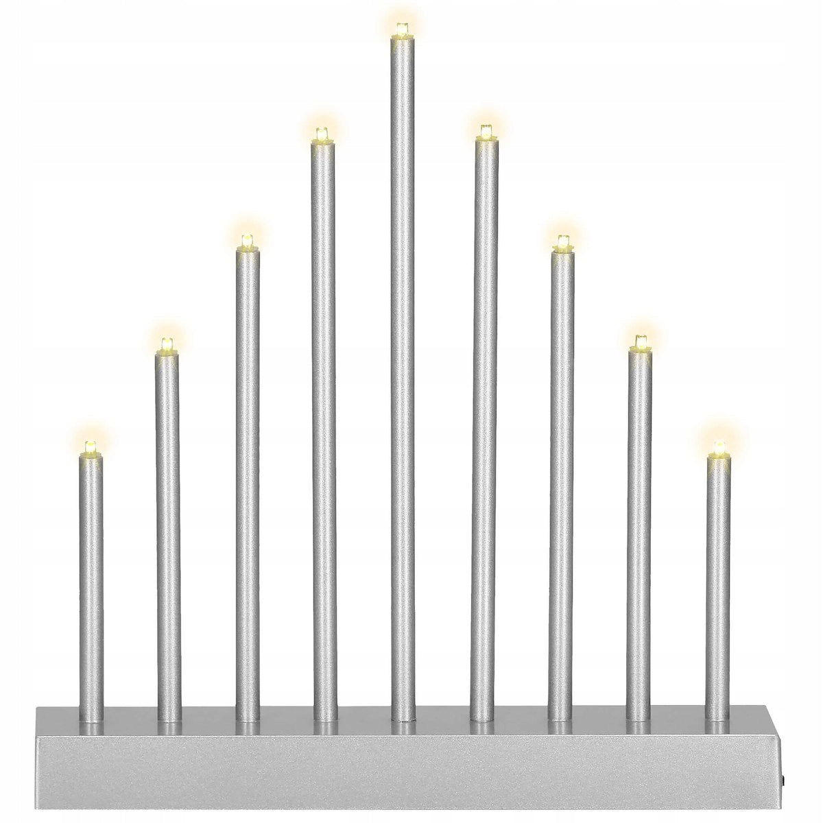 Lumanari decorative de Craciun, 9 becuri tip LED, culoare argintiu
