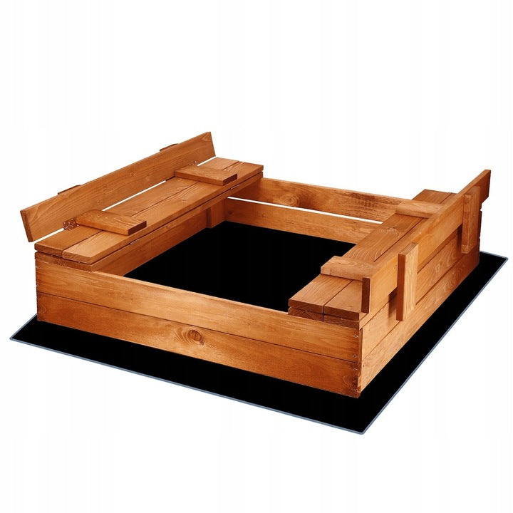 Lada de nisip capac transformabil in bancuta 98x98cm, maro