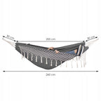 Hamac doua persoane cu franjuri si 2 perne, 200kg, 200×150 cm, gri inchis