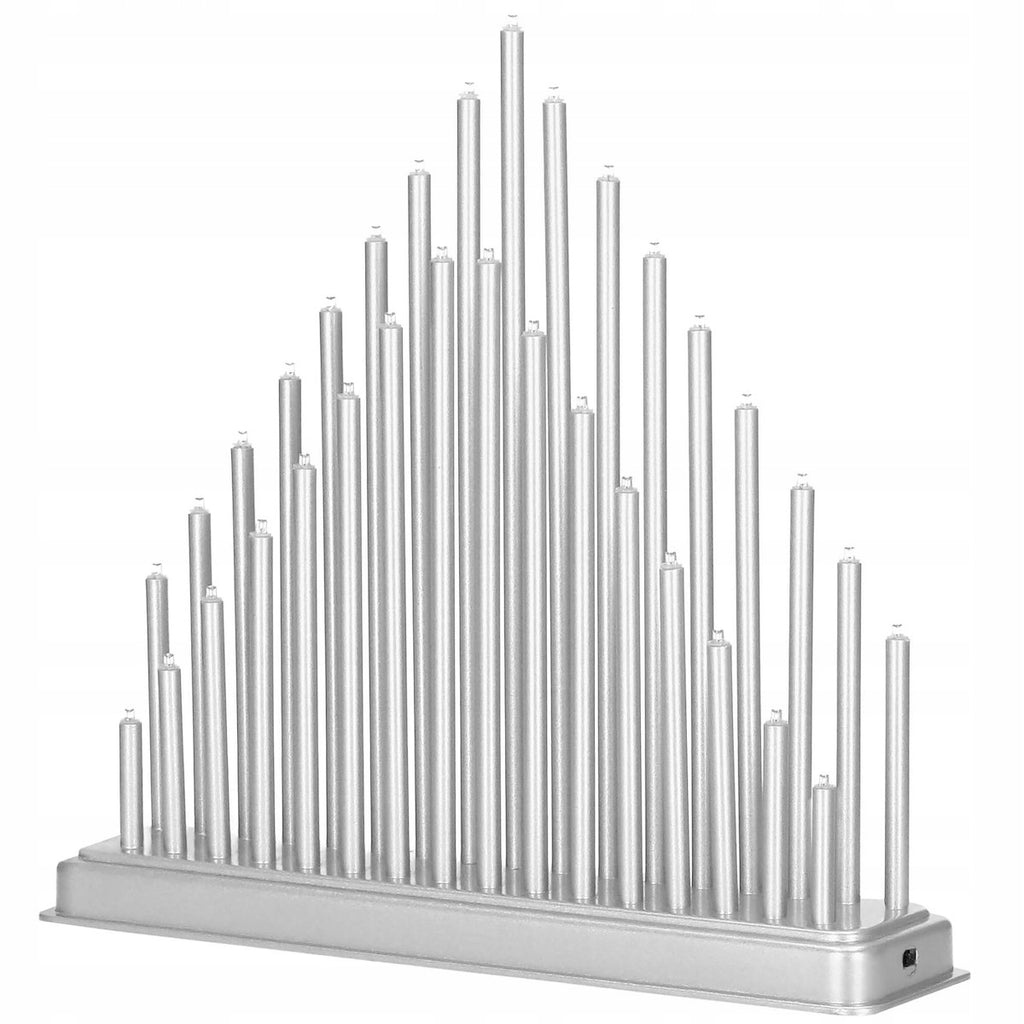 Lumanari decorative de Craciun, 33 becuri tip LED, culoare argintiu