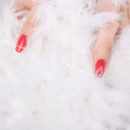 Ghirlanda pentru decor sau bradul de Craciun, model puf si pene, alba, 180cm