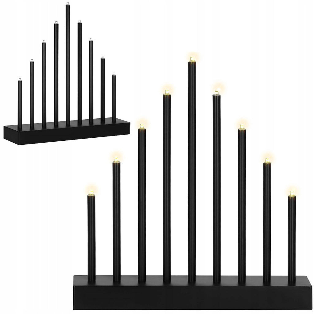 Lumanari decorative de Craciun, 9 becuri tip LED, culoare negru